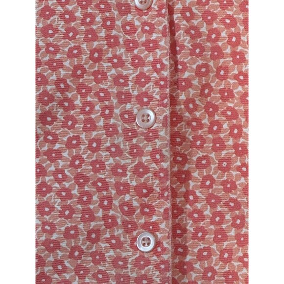 Liz Claiborne Woman Coral Cotton Floral Button-Up Blouse Size 22W Short Sleeve - Picture 5 of 9